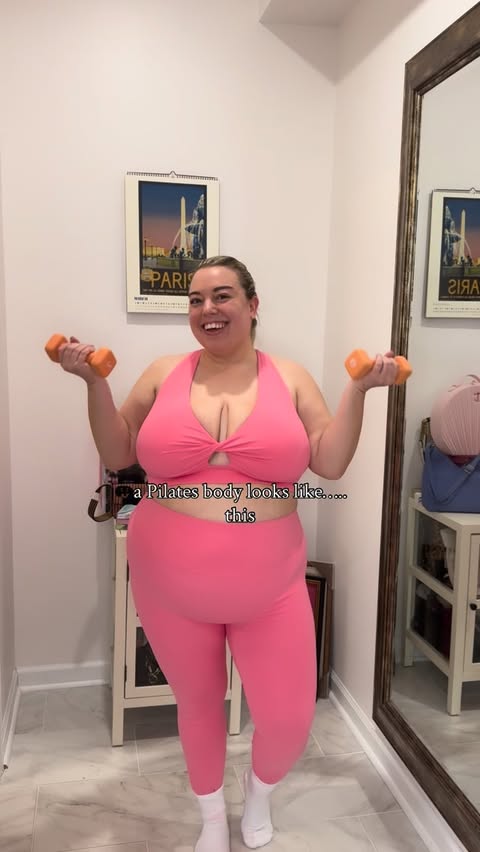 Instagram post by an influencer for Fabletics. Caption reads: [...] Pilates princess in this new @fabletics set.....