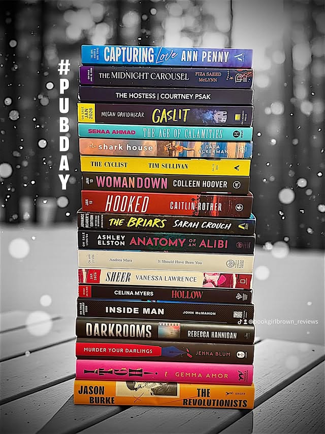 Instagram post by @bookgirlbrown_reviews for Atria Books. Caption reads: PUB✶DAY
#ad much love for my advance and finished....