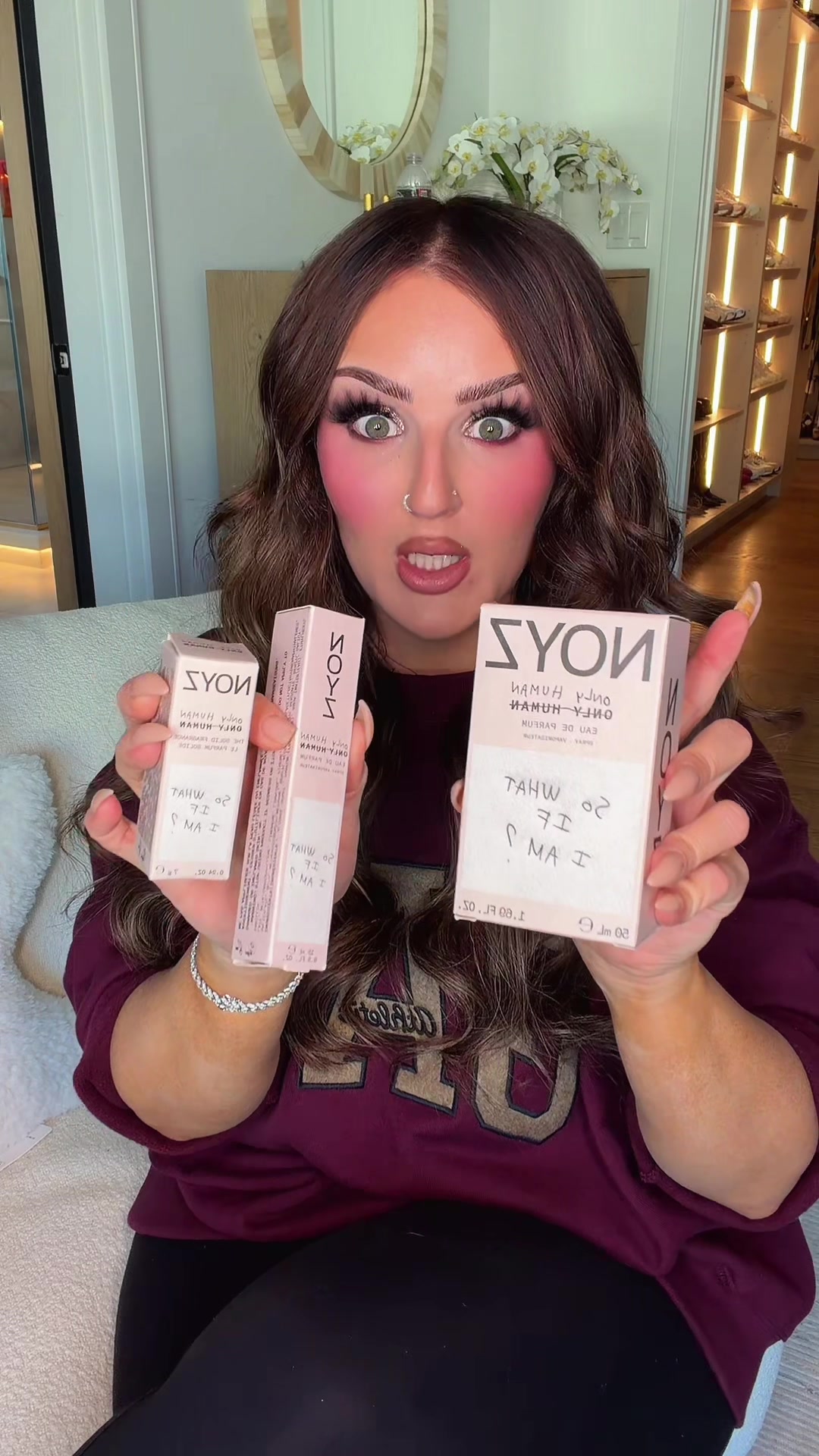 TikTok post by @mikaylanogueira for NOYZ. Caption reads: @noyzfragrance is available @Ulta Beauty and [...].