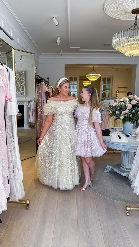 Instagram post by @darcyjanepentland for Needle & Thread. Caption reads: ad 🌸Behind the scenes of our shoot at the brand....