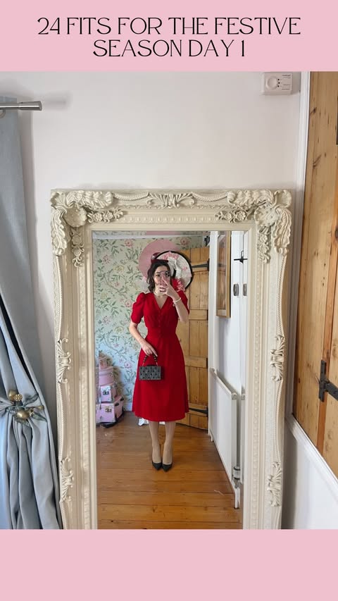 Instagram post by @hellomissjordan for LK Bennett. Caption reads: 24 FITS FOR THE FESTIVE SEASON DAY 1 ❤️ You....