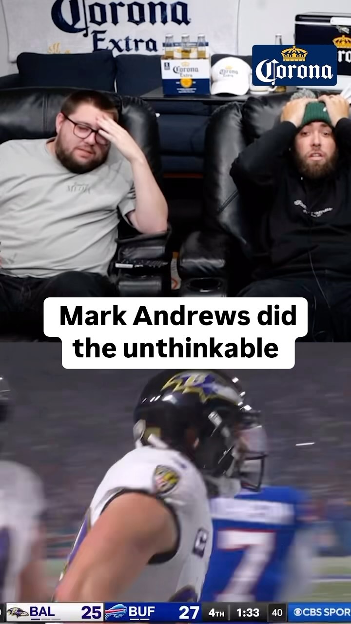 Instagram post by @jomboymediafootball for Corona USA. Caption reads: Mark Andrews just destroyed the city of Baltimore....