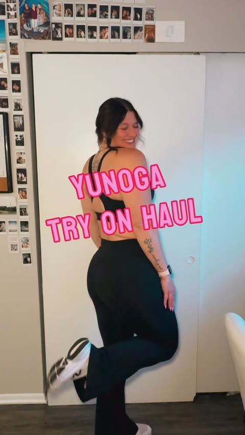 Instagram post by @fittbykotaa for YUNOGA SPORTS. Caption reads: [...] my bio 🖤 @yunoga_athletic #yunoga....