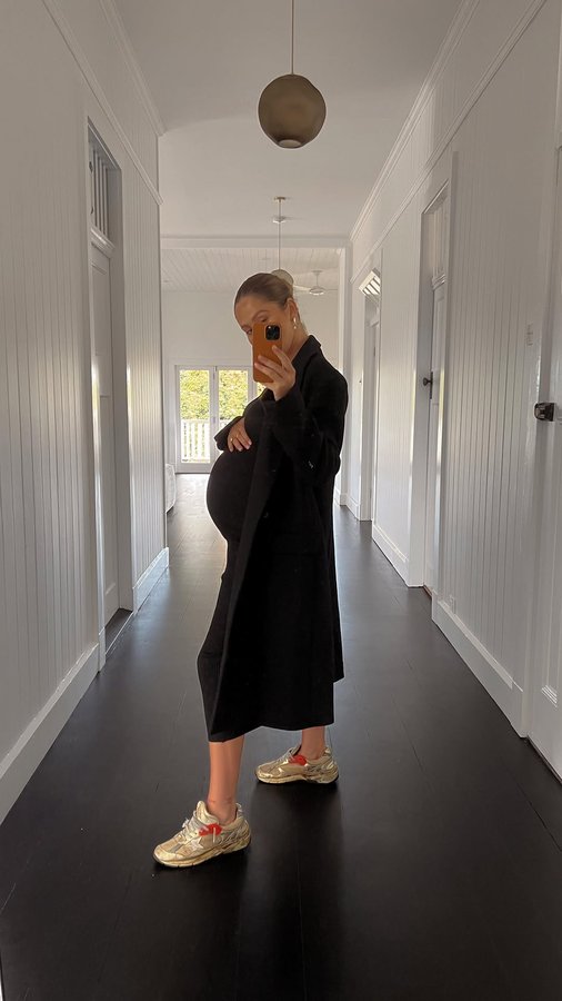 Instagram post by @rubytuesdaymatthews for Bae The Label. Caption reads: [...] to wear’ stage of pregnancy 😩 Enter....