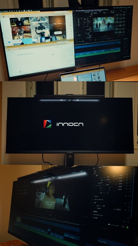 Instagram post by @aikistagram for INNOCN. Caption reads: [...] never go back to a regular monitor! The....