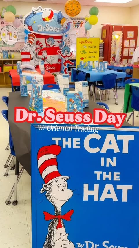 Instagram post by @bianca_anahi99 for Oriental Trading. Caption reads: [...] This Dr. Seuss-themed setup from....