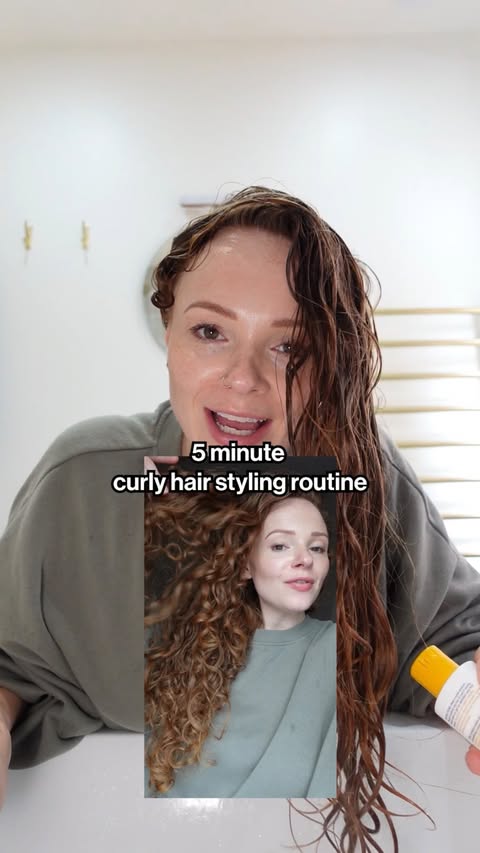 Instagram post by @hanzcurls for Bounce Curl. Caption reads: [...] hold curl routine ⏰ Products used:....