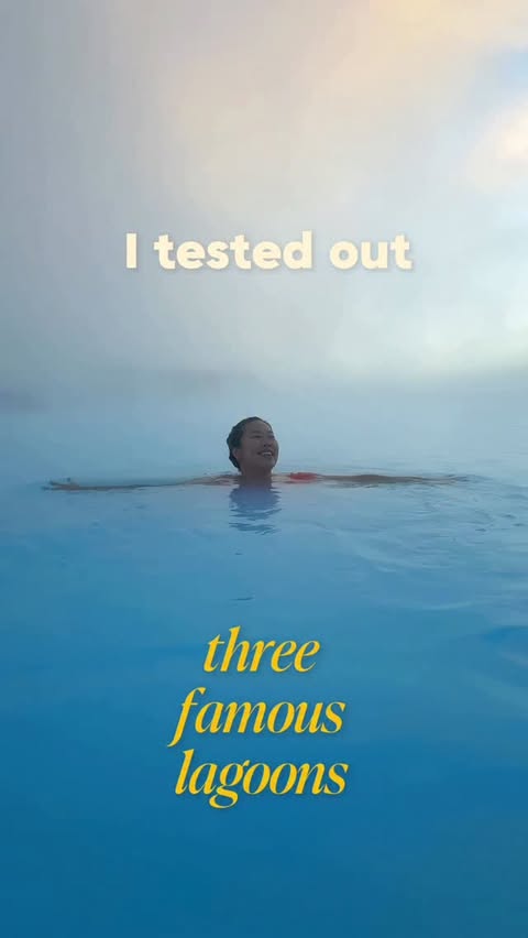 Instagram post by @dejashu for Skyscanner. Caption reads: ad Iceland’s famous lagoons = Costs, Pros + Cons!....