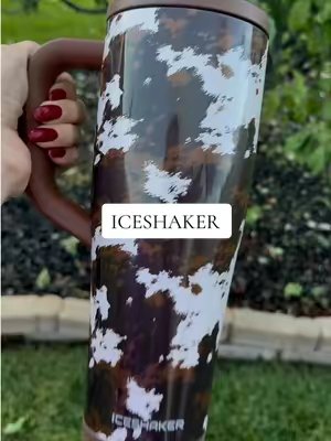 TikTok post by @shelbsfavfinds for Ice Shaker. Caption reads: [...] print to your fall lineup 🐄🤎🍂 This....