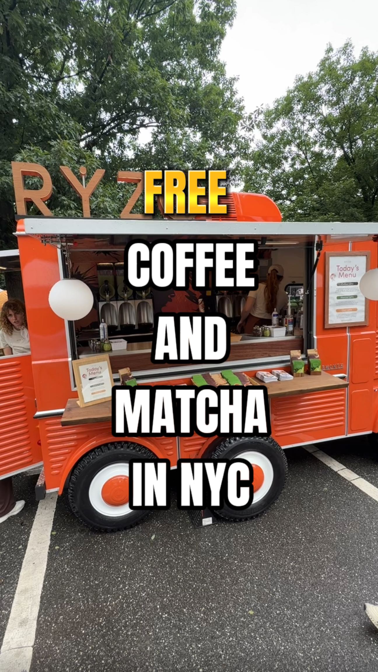 Instagram post by @jeffrey_in_nyc for RYZE SUPERFOODS. Caption reads: FREE Coffee and Matcha in New York City with....