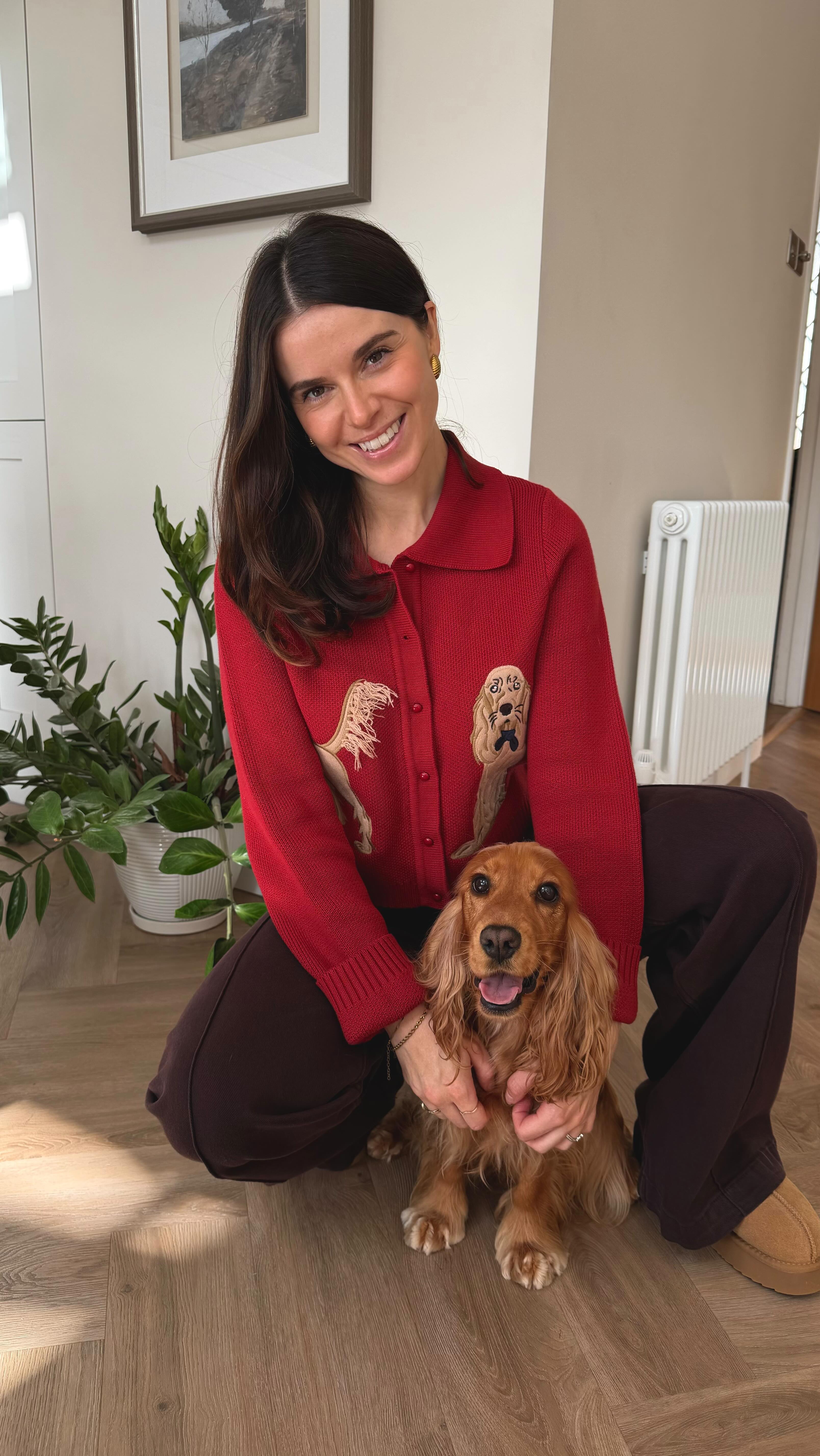 Instagram post by @hannahswift.xo for House of Sunny. Caption reads: [...] spaniel owner needs this knit 😭....