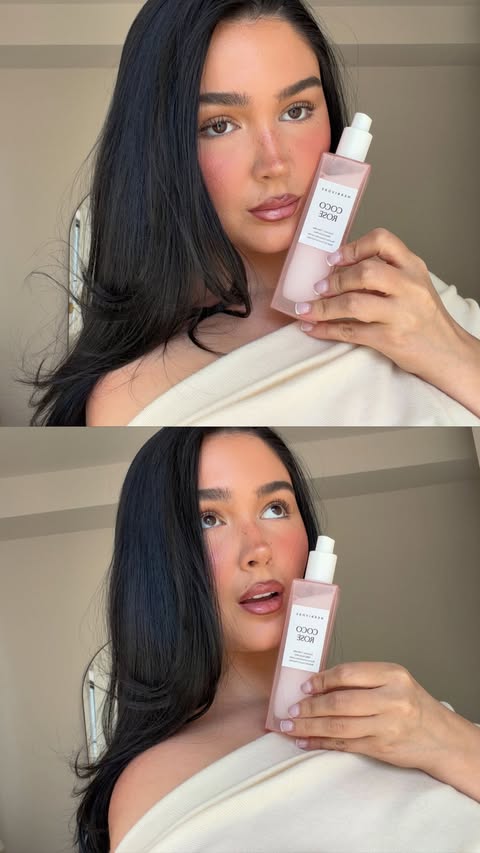 Instagram post by @madibernard for Herbivore. Caption reads: [...] at the face 💧🥥🌸💞 i’m using the....