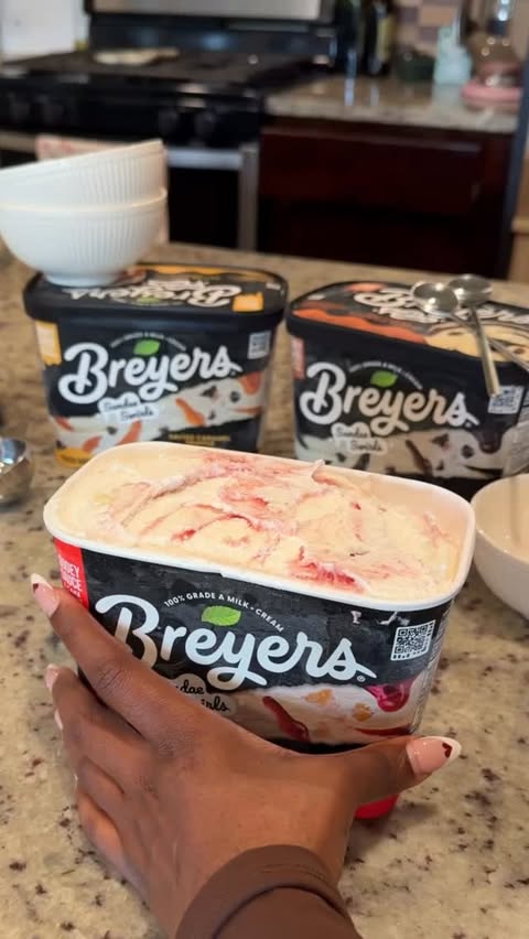 Instagram post by @kennedymeye for Breyers. Caption reads: #BreyersPartner Some nights I’m baking from [...].