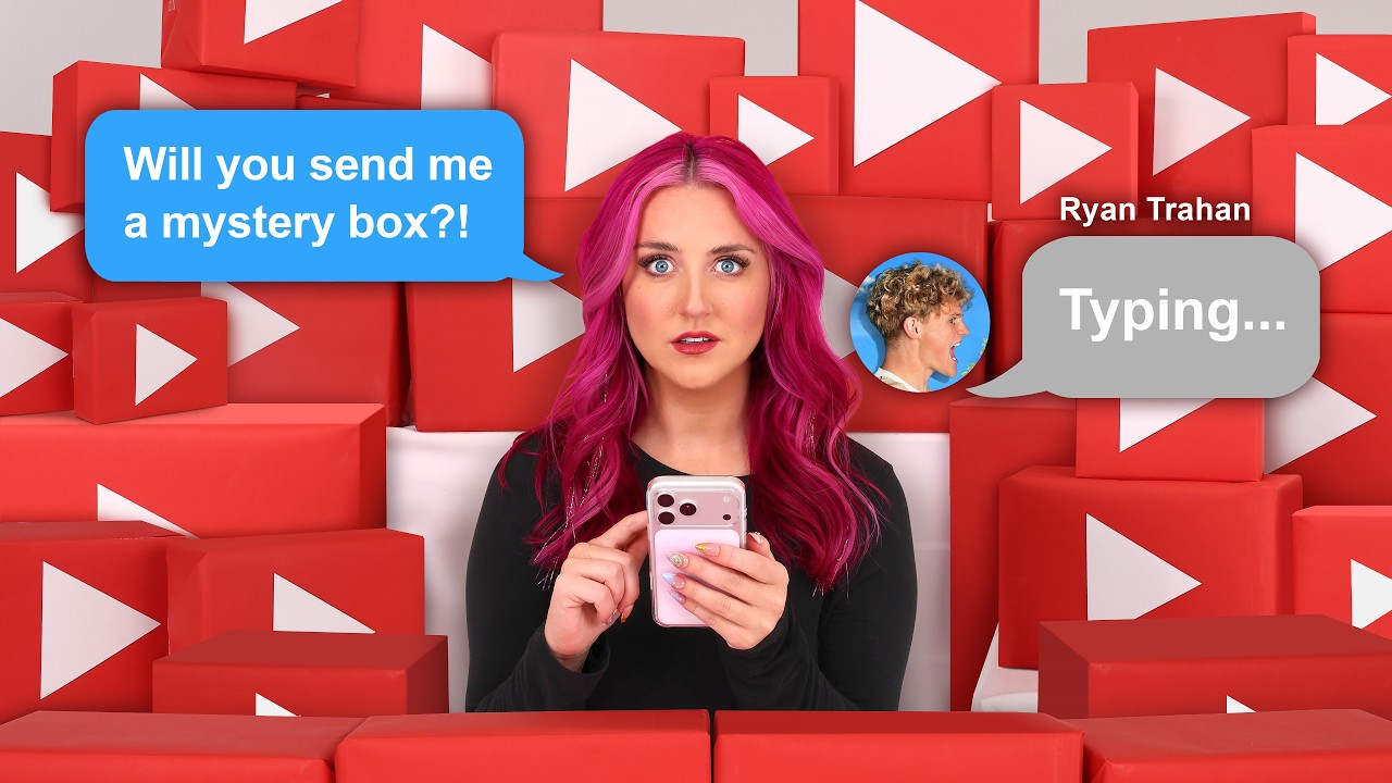 YouTube post by @hopescope for CrunchLabs. Caption reads: I Asked 100 YouTubers to Send me a MYSTERY BOX.