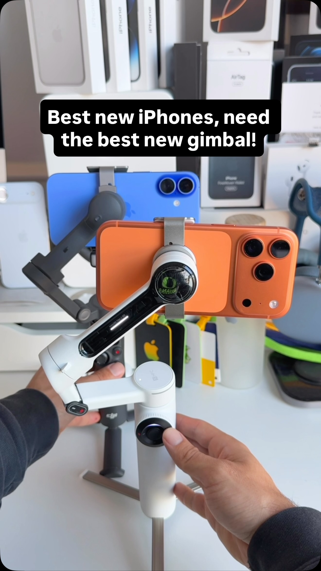 Instagram post by @appledsign for Insta360. Caption reads: What is the best iPhone gimbal in 2025? Is it the....