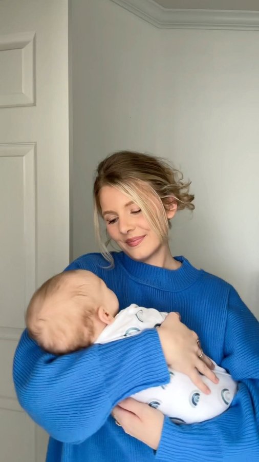 Instagram post by @lakenhammon for 1800 Contacts. Caption reads: convenience is key with a newborn 😅👶🏼💙 [AD]....