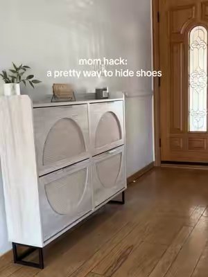 TikTok post by @kayylagaribay for Vabches. Caption reads: [...] cabinet 🌷🤍👟 it’s so pretty and sleek....