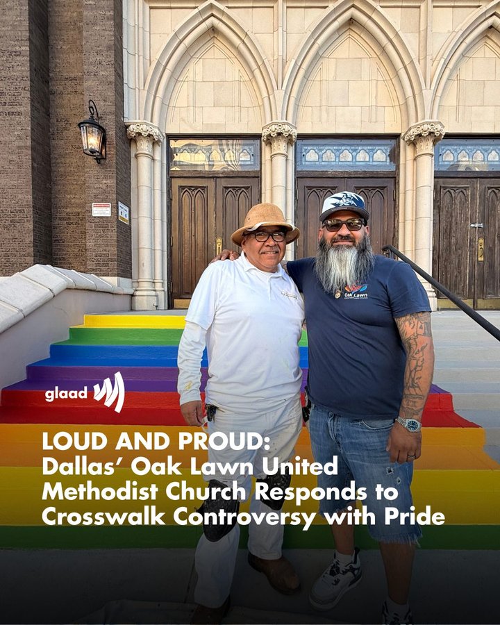 Instagram post by @jacobreyesdfw for GLAAD. Caption reads: In response to Texas' ongoing crosswalk....