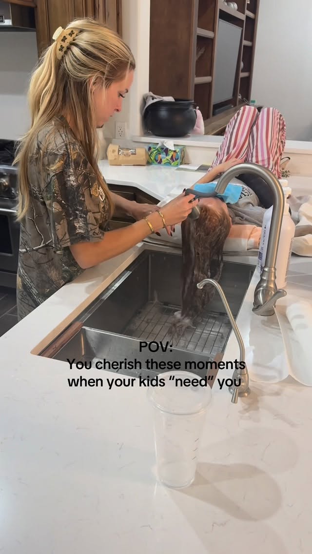 Instagram post by @lottieweaver for Biolage. Caption reads: Can we stay like this forever?? 🫶

#momlife....