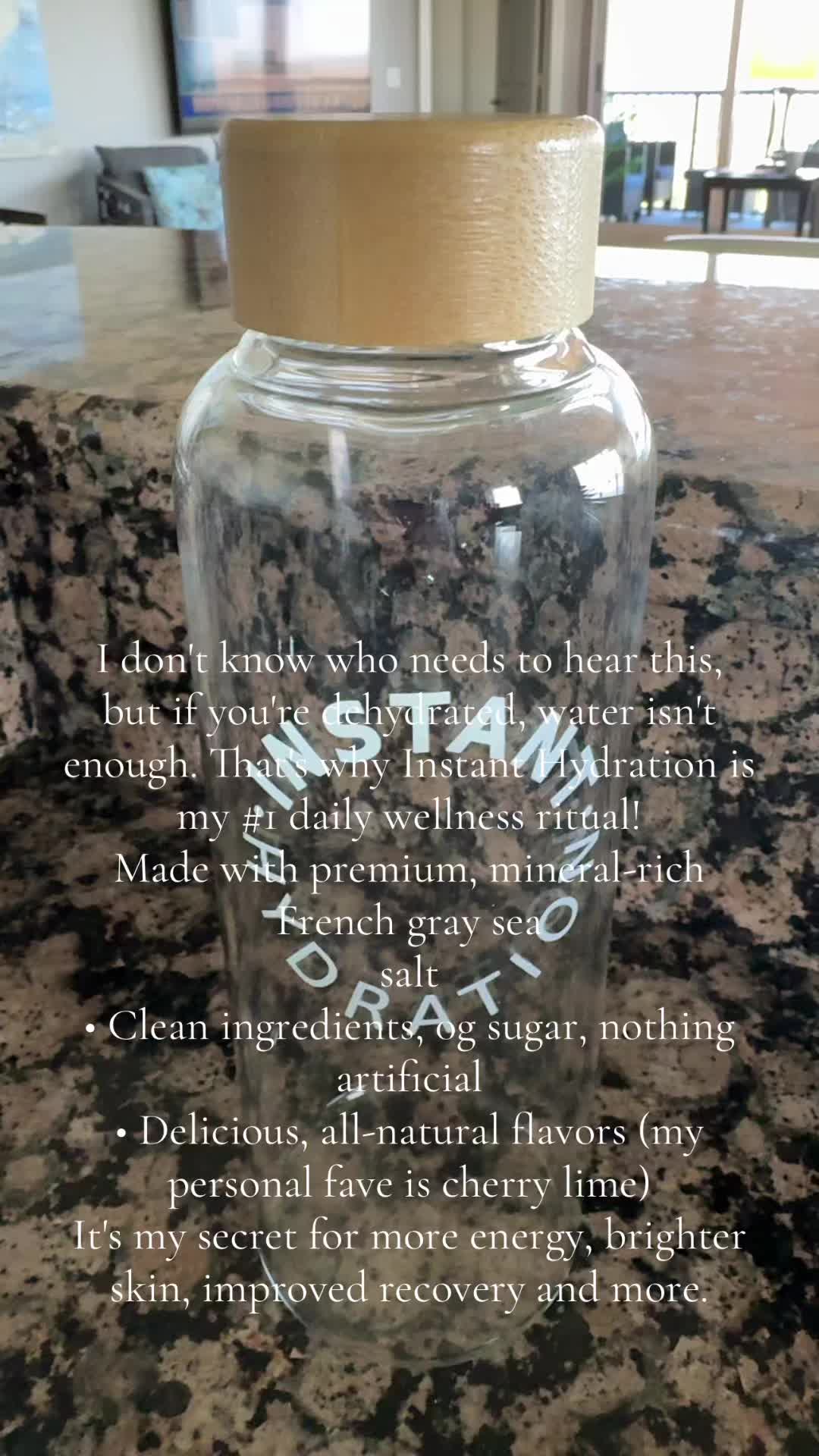 TikTok post by @evavtucker for Instant Hydration. Caption reads: [...] #water #healthy #healing @Instant Hydration.