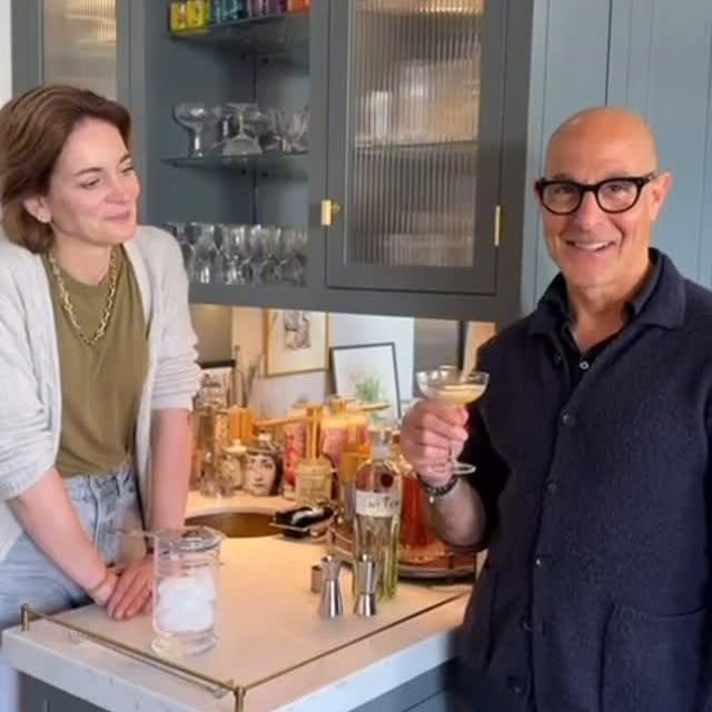 Instagram post by @stanleytucci for Tanqueray. Caption reads: #ad The day you learn to make your first martini....