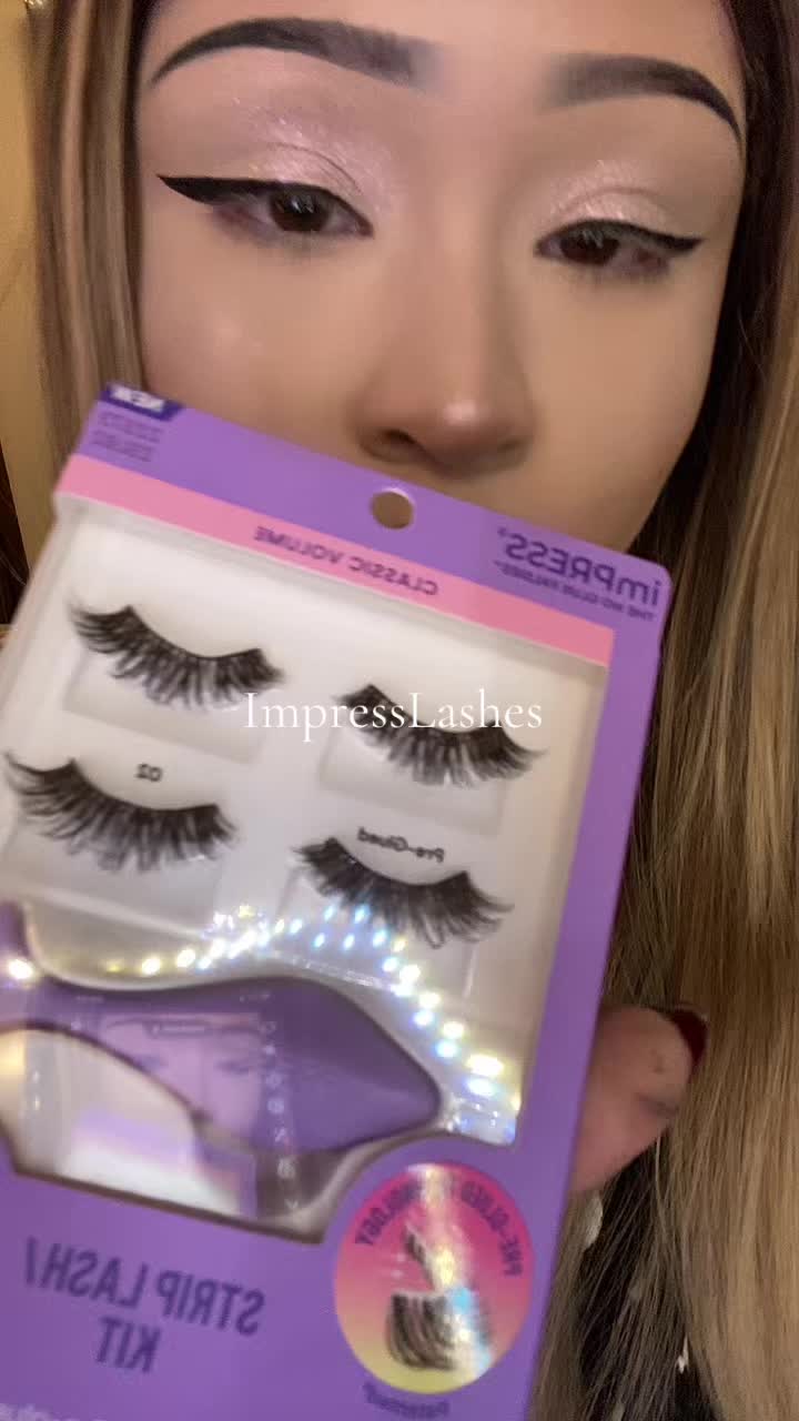 TikTok post by @_.bxbydxll.x for imPRESS Beauty. Caption reads: @Impress Lashes Strip Lash Kit - CLASSIC VOLUME....