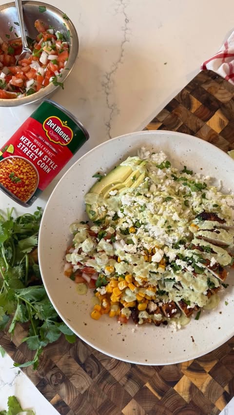 Instagram post by @rachaellsrecipes for Del Monte. Caption reads: [...] to prep the dressing and pico because Del....