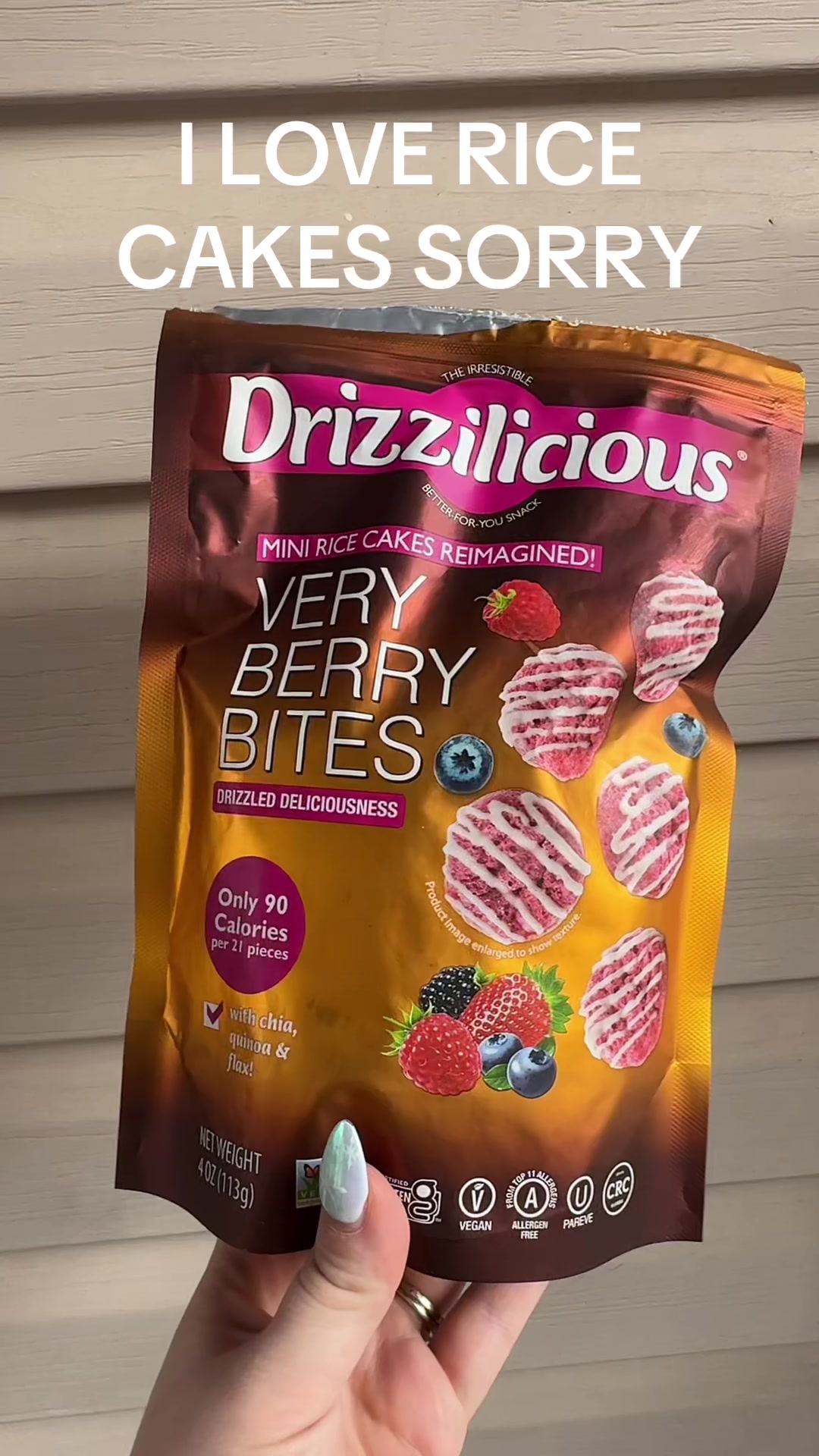 TikTok post by @mamajasmcclintic for Drizzilicious. Caption reads: [...] I’ve always loved rice cakes haha....