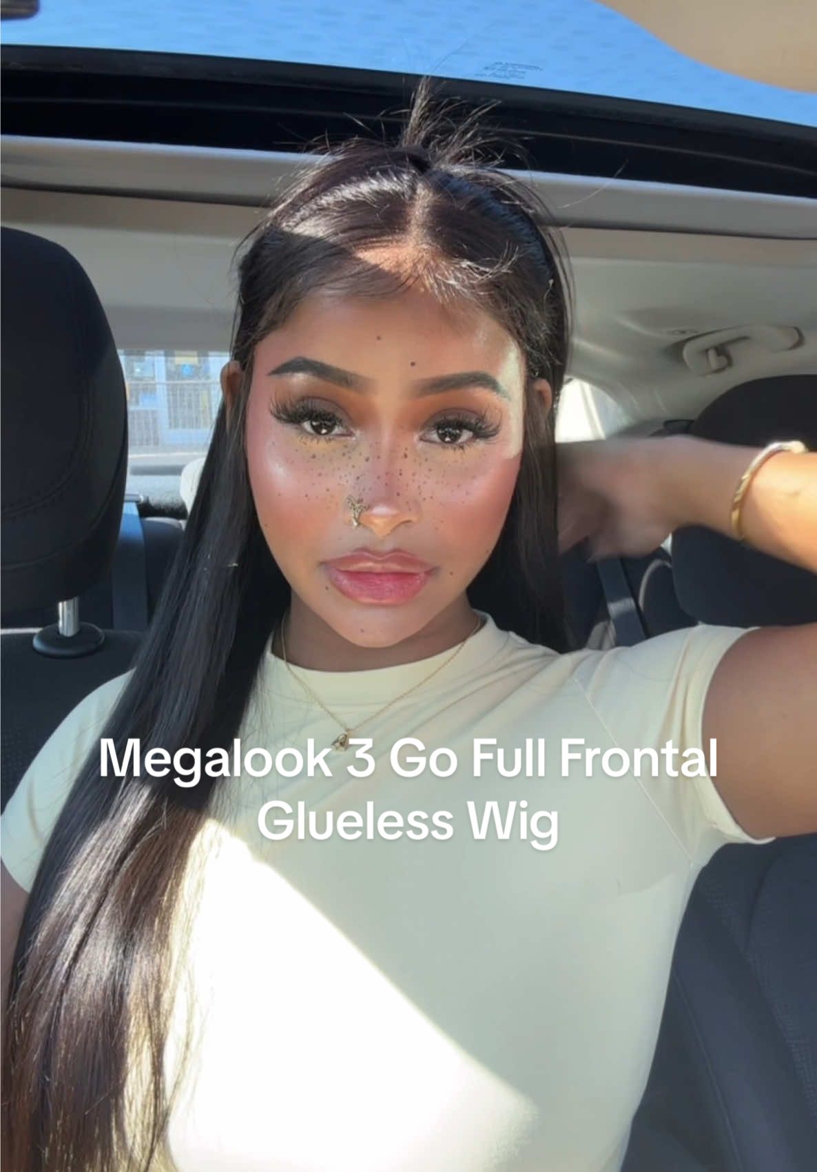 TikTok post by @itsalisparks for Megalook. Caption reads: Megalook Upgrade 13x6 Three-Go™ Wig Straight [...].
