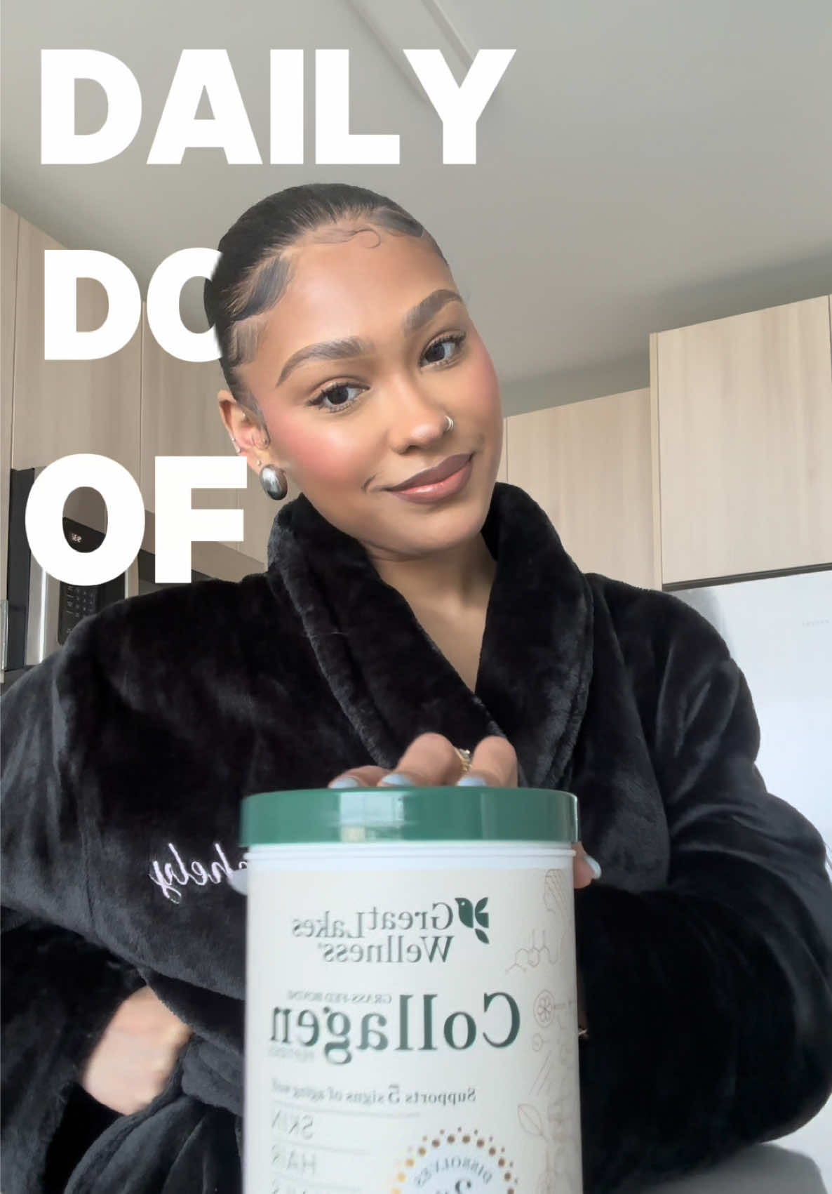 TikTok post by @rachelysantani for Great Lakes Wellness. Caption reads: [...] major glow. ✨ Been using this @Great Lakes....