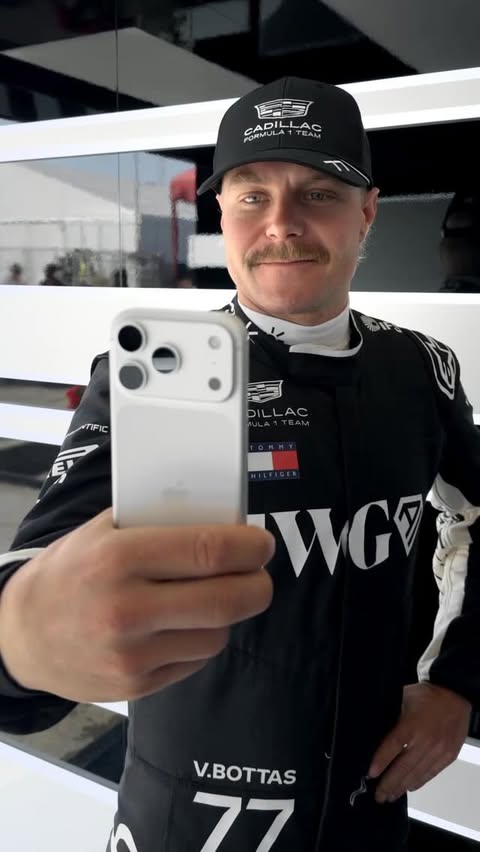 Instagram post by @valtteribottas for Cadillac. Caption reads: First impressions of @cadillacf1’s new ride.....