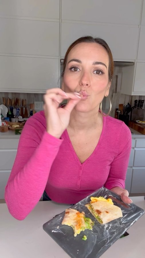 Instagram post by @hungry.happens for Rise & Puff. Caption reads: This simple Avocado Cottage Cheese + Egg Melt is....