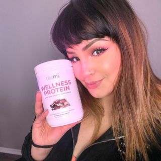 Instagram post by @tiffanyfranco_ for Teami Blends. Caption reads: I’ve never been a big fan of protein because it’s....