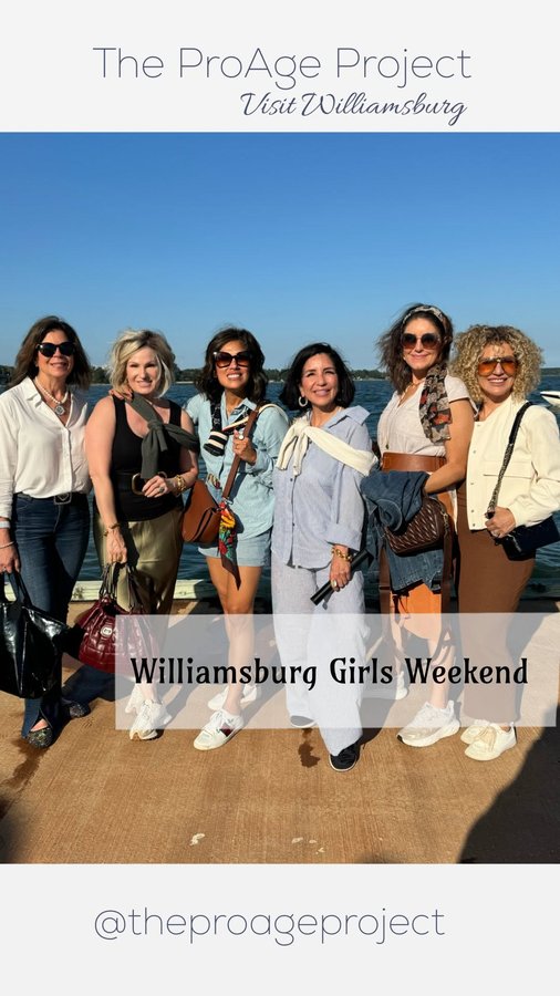 Instagram post by @evolvingover50 for Visit Williamsburg. Caption reads: Day 2 of our trip to Williamsburg, VA was a true....