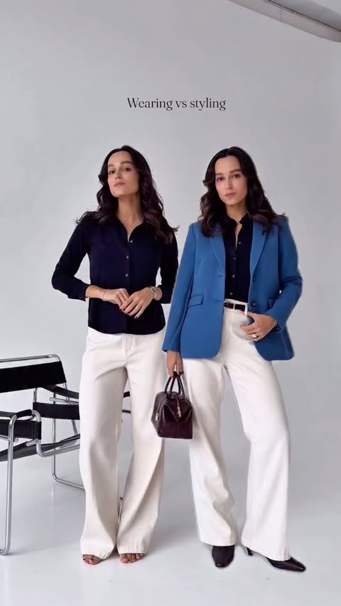 Instagram post by @rutaenroute for Ann Taylor. Caption reads: Wearing vs styling head to toe in @anntaylor.....