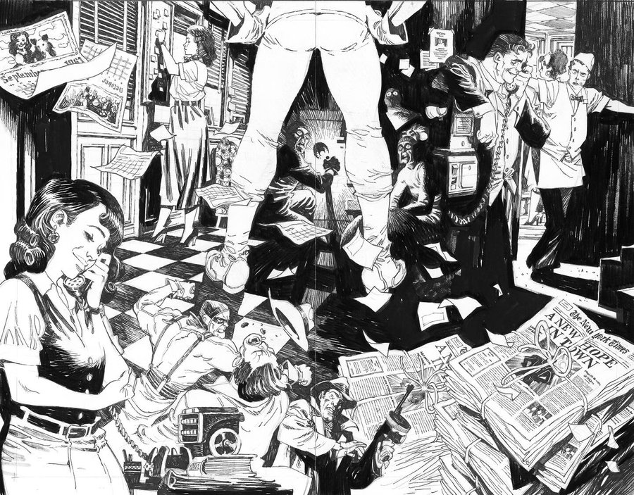 Instagram post by @matteoscalera for Kickstarter. Caption reads: Double-spread from #thefourthfather
Remember to....