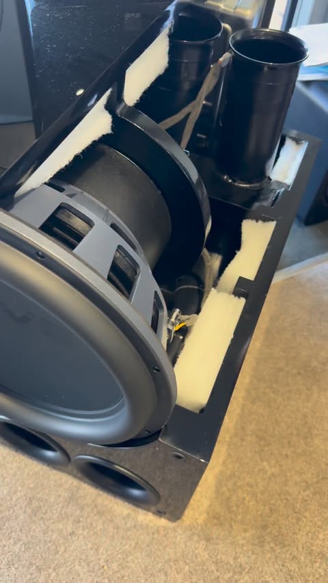 Instagram post by @audiophiles.eu for SVS. Caption reads: A little SVS subwoofer cut open 🗡️ Experience....