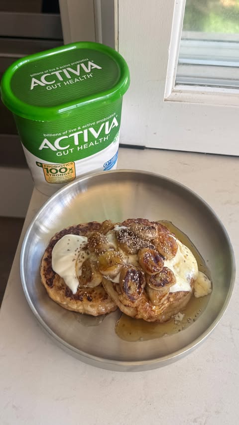 Instagram post by @coconutandbliss for Activia. Caption reads: [...] Toast Crumpets - topped with creamy....