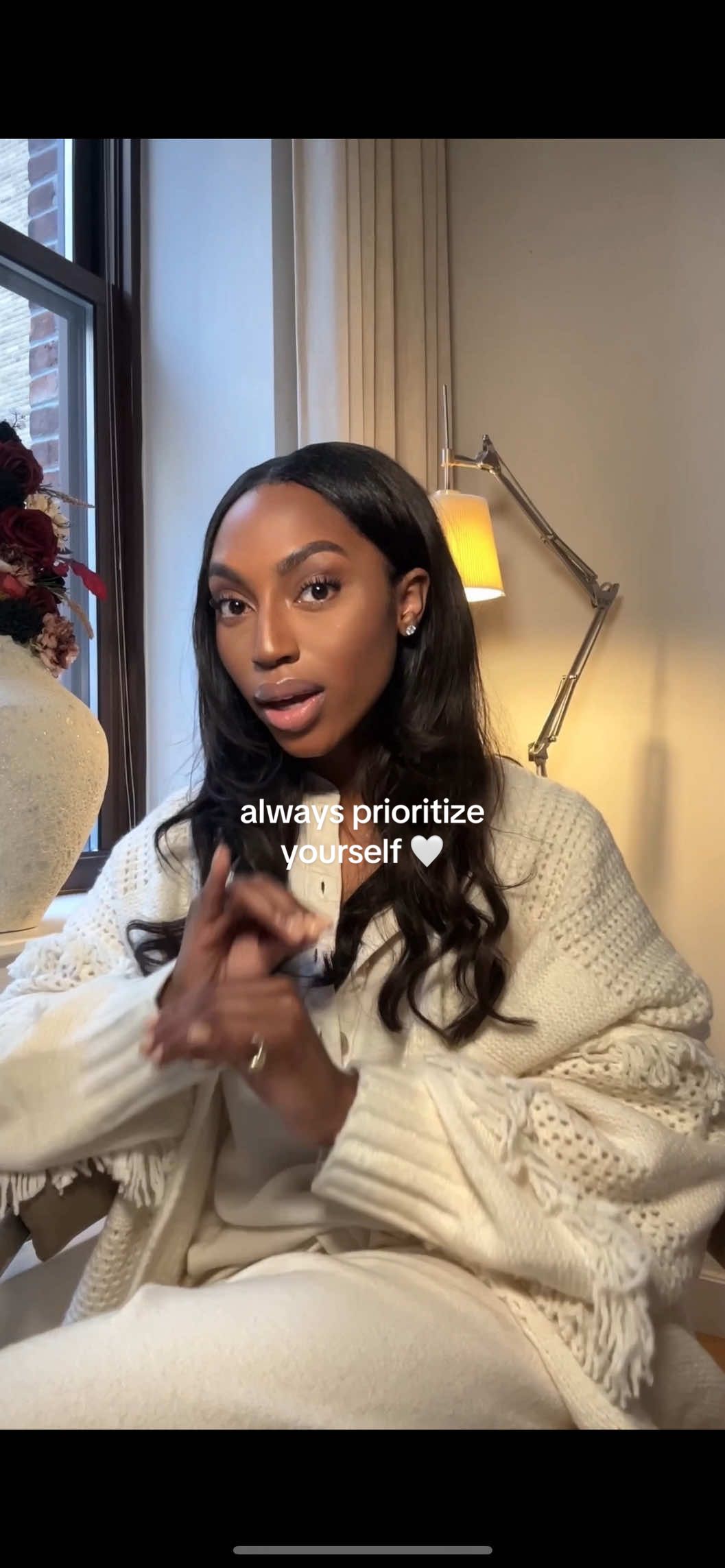 TikTok post by @kimberlybizu for Aerie. Caption reads: pay attention to actions…🤍 and more importantly,....