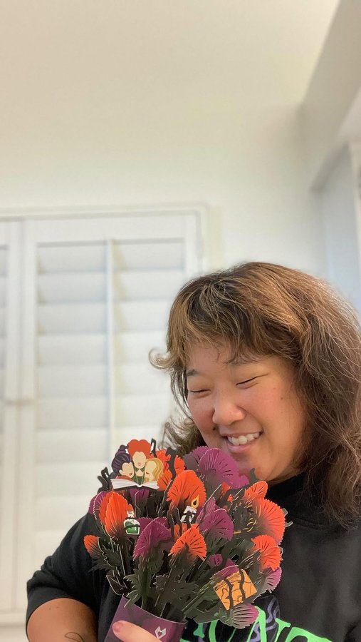 Instagram post by @thejoyousliving for Lovepop. Caption reads: [...] loving this pop up flower bouquet from....