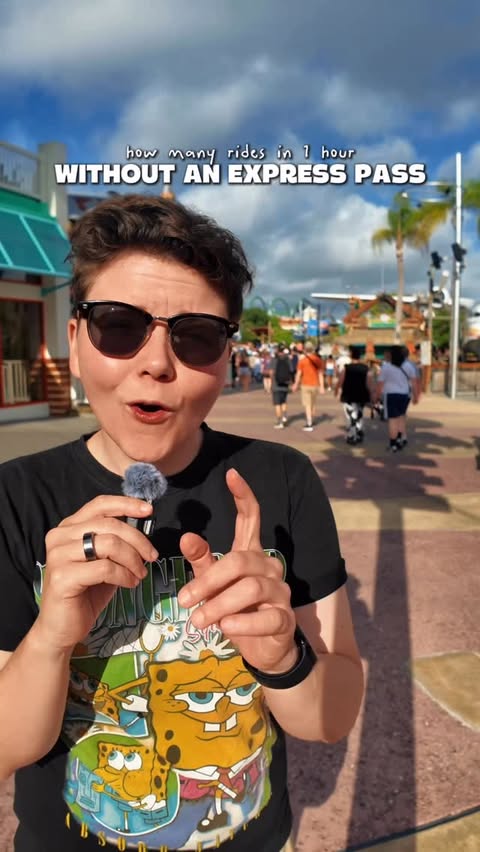Instagram post by @insideoursuitcase for Universal Orlando Resort. Caption reads: AD. How many rides can I go on in one hour without....