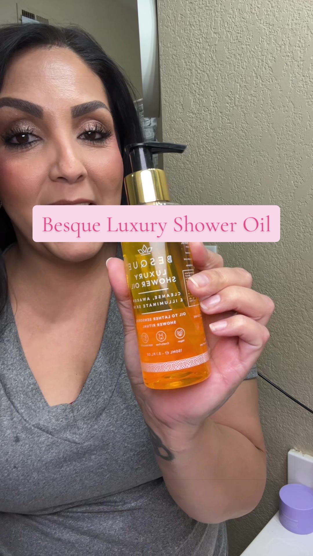 TikTok post by @memrymakeuptherapy for Besque. Caption reads: [...] and leaves skin feeling silky smooth ✨....