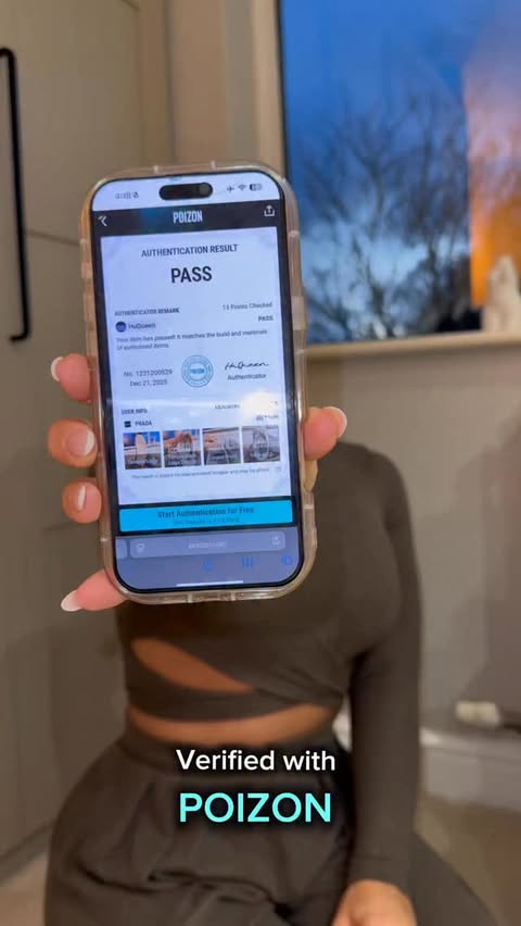 Instagram post by @jade.marie.wadman for POIZON. Caption reads: [...] decide 🔍✨ Authenticating your brands —....