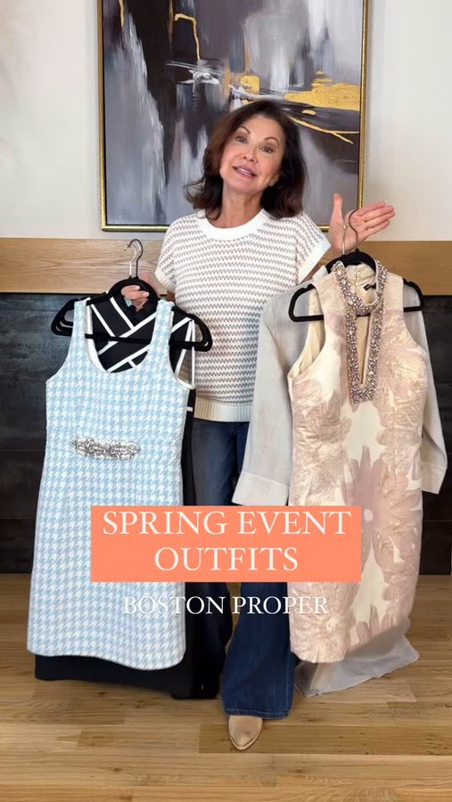 Instagram post by @tornado.mom for Boston Proper. Caption reads: [...] all my cute new spring outfits from....