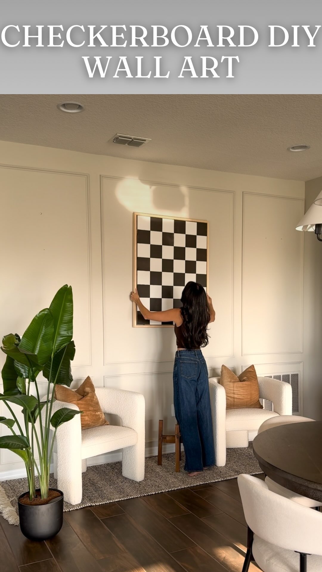 Instagram post by @livingwithley for Krylon. Caption reads: DIY wall art that CHECKS all the boxes 😉 I’m....