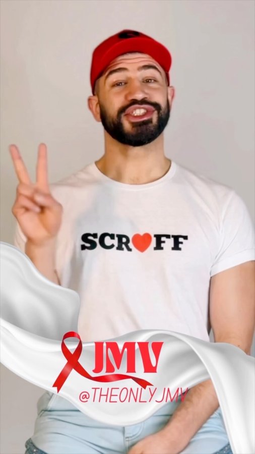 Instagram post by @theonlyjmv for SCRUFF. Caption reads: On #worldaidsday2024 , we have partnered with....