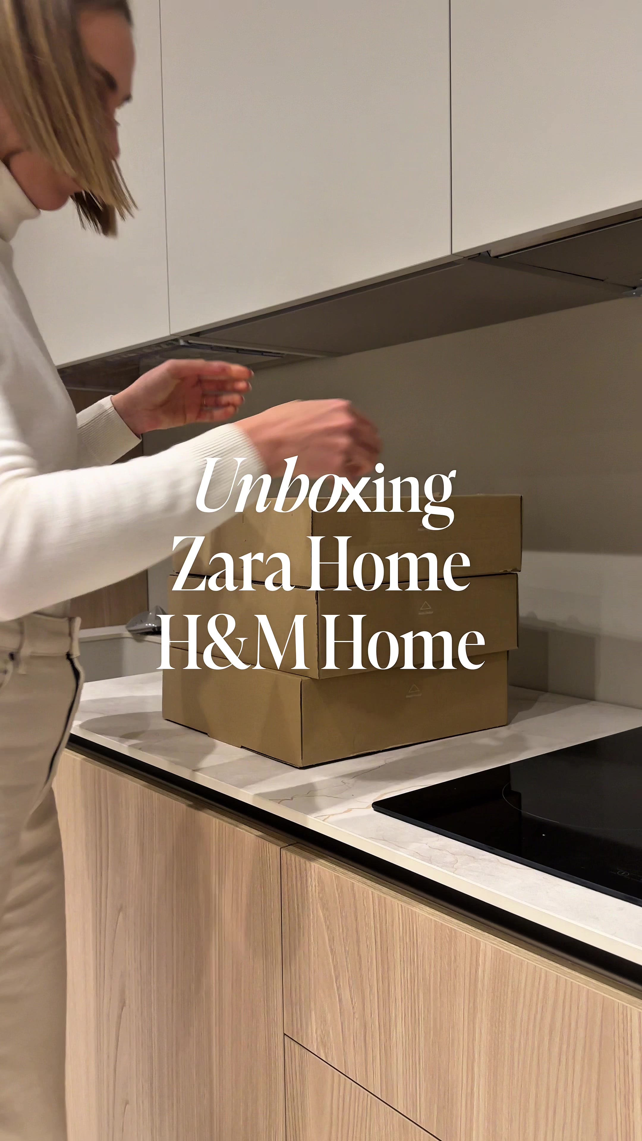 TikTok post by @verena_suraci for Zara Home. Caption reads: Unboxing @Zara Home Official e @H&M HOME per la....