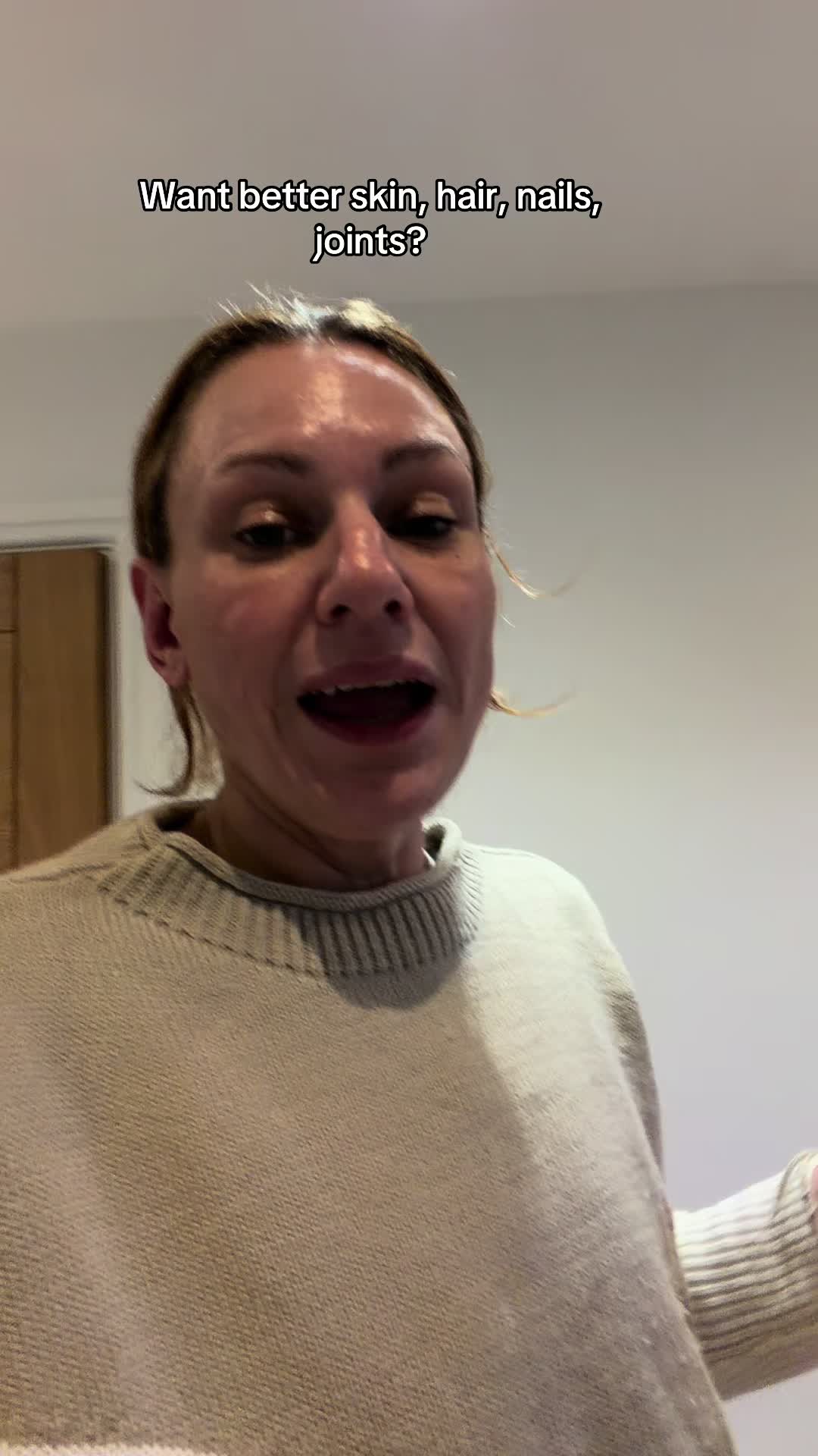 TikTok post by @gemmaloveden for Nutrition Geeks. Caption reads: Nutrition geeks collagen glow up *peice and....