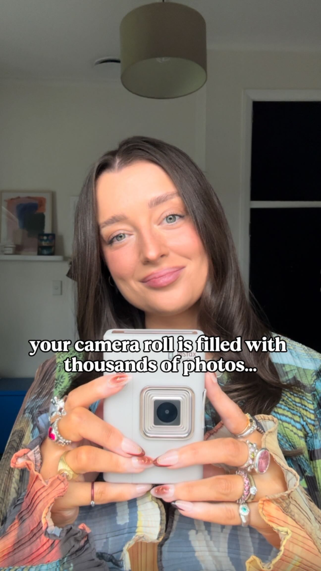 Instagram post by @elbeefrivolousfashion for Instax. Caption reads: real moments. real sound. real memories. 📸....