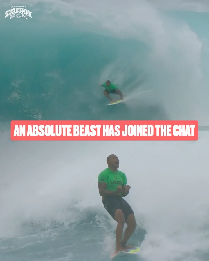 Instagram post by @kingdantas1 for World Surf League. Caption reads: O monstro @kingdantas1 vai competir no CS em....